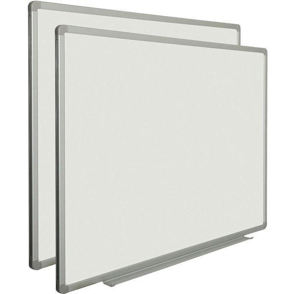 Global Industrial 36W x 24H Porcelain Dry Erase White Board, Aluminum Frame, 2PK 695653PK